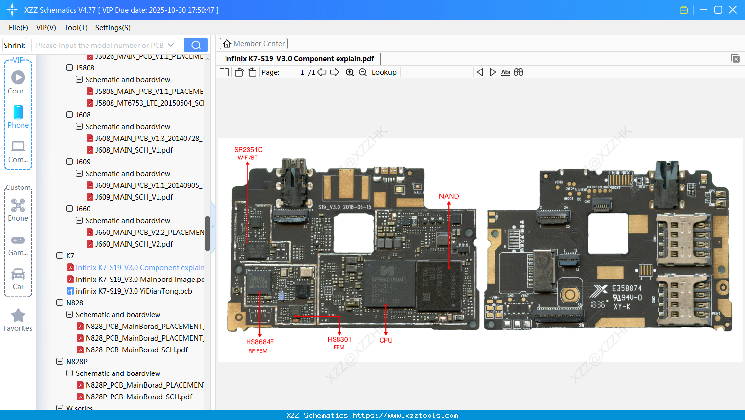 Infinix K7-S19_V3.0 Component Explain